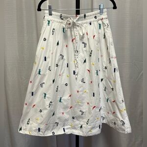 Madewell Embroidered Drawstring Circle Skirt in Summer Friday | size Small